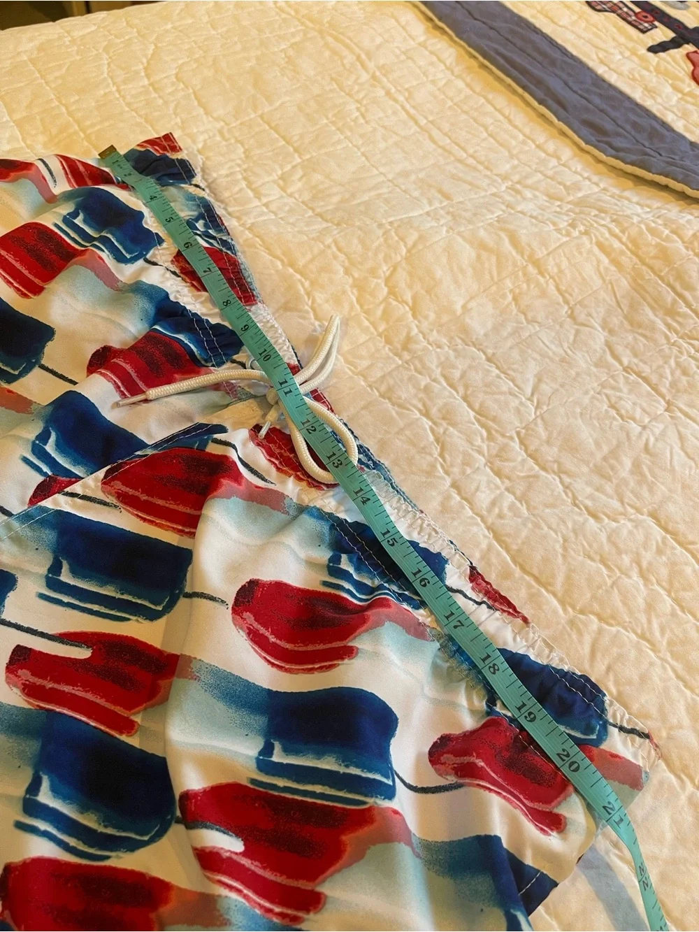 Arizona Jean Company White Swim Trunks with Red and Blue Popsicle Print